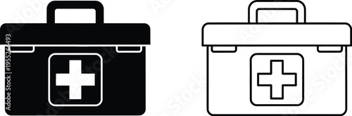 First aid kit icon set isolated on transparent background, Vector