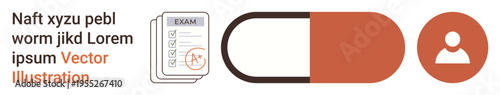 Healthcare systems, medication management, patient profiles, pharmaceutical services, personal health, medical documents. A capsule, medical report stack profile symbol. Healthcare systems