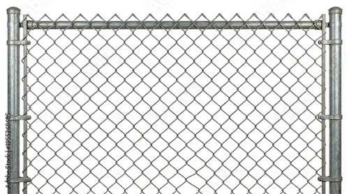 Metal chain link fence section, galvanised steel wire mesh for security and boundary demarcation, outdoor gear