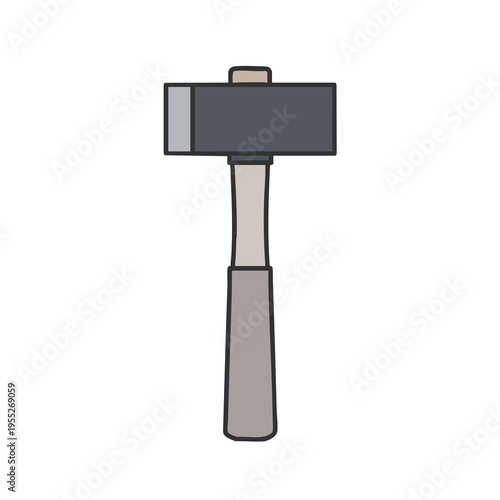 A stylized illustration of a sledgehammer with a gray head and a beige handle