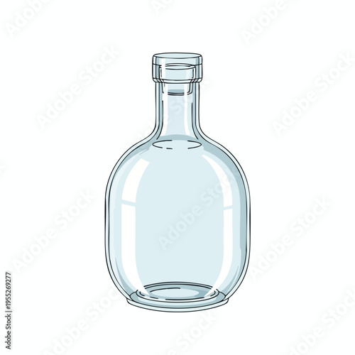 A simple, clear glass bottle with a long neck and rounded body