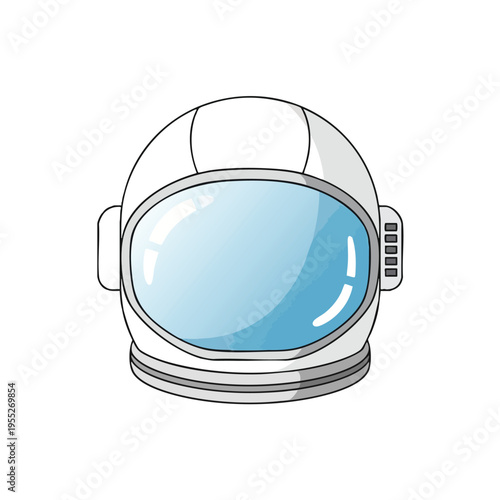 Stylized cartoon astronaut helmet with a reflective blue visor