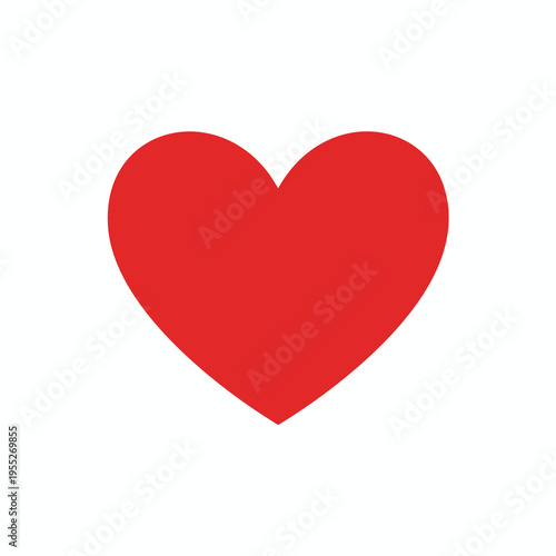 A bold, solid red heart shape centered against a stark white background