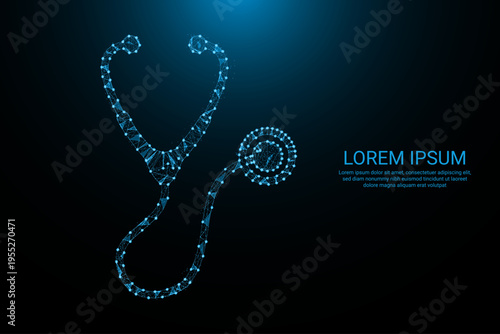 Digital Stethoscope Wireframe Concept Representing Modern Healthcare Technology and Innovation