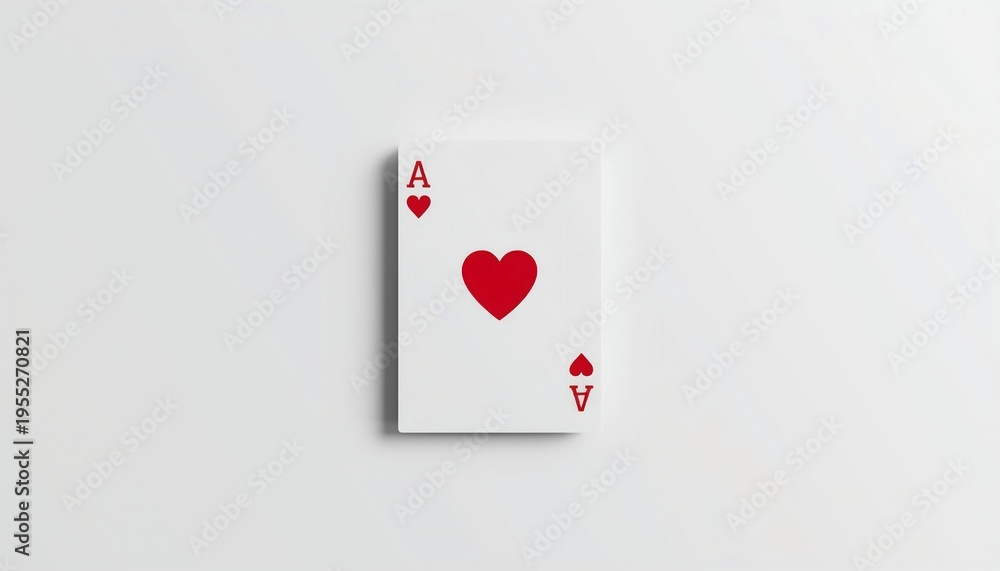 Obraz premium Minimalist Ace of Hearts Playing Card in 3D on White Background