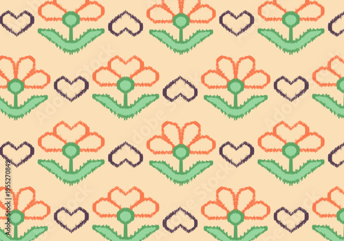 Knitting seamless patterns. Geometric knitted yarn pattern design for wrapping, fabric pattern. Colorful textile and silk pattern for background, wallpaper. Asia knitted fabric pattern for decoration.