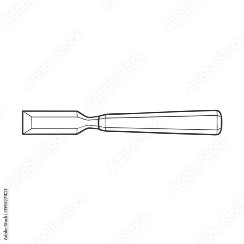 Drawing of a beveled edge chisel with a handle