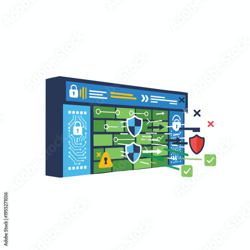 Digital firewall defends against threats with shields, locks, and approved access