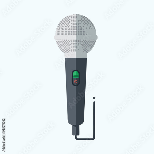 Flat icon of a handheld microphone with a power button