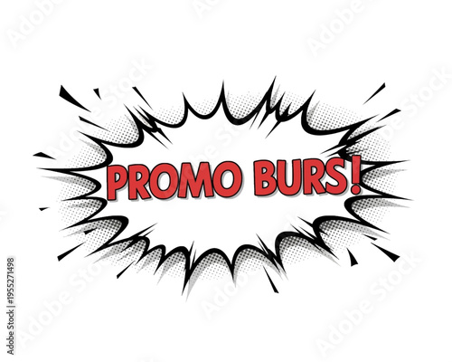 Dynamic comic book style vector graphic illustration announcing an exciting limited time promotion burst sale