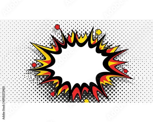 Dynamic comic book style vector illustration featuring an explosive speech bubble design, perfect for emphasizing impactful messages.