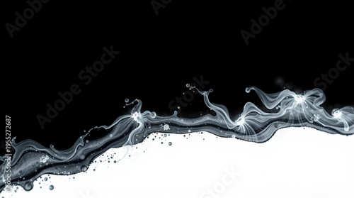 Abstract art with black background fading to white,