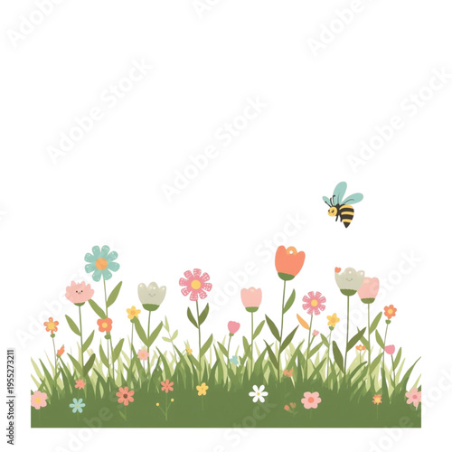 spring flowers and butterflies