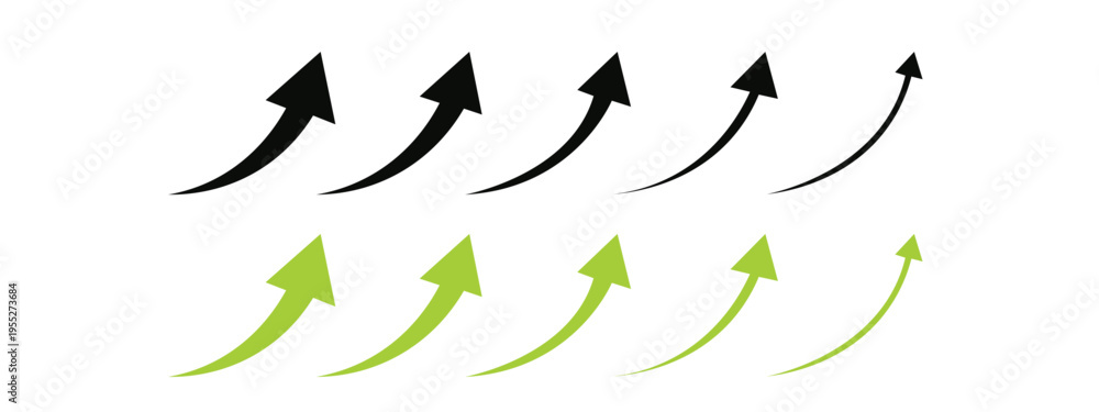 Fototapeta premium A diverse collection of curved upward arrows signaling improvement.
