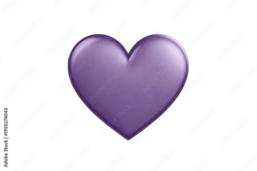 Fototapeta premium Purple heart symbol floating, representing love and romance, isolated with a transparent background
