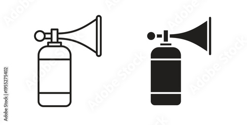 Air horn icon line style collection. Simple black solid icons