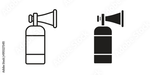 Air horn icon line style collection. Simple black solid icons