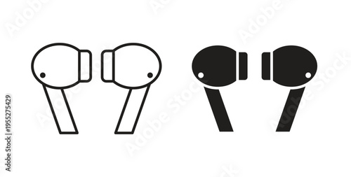 Air pods icon line style collection. Simple black solid icons