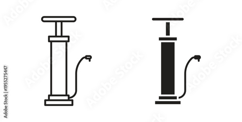 Air pump icon line style collection. Simple black solid icons