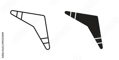 Boomerang icon line style collection. Simple black solid icons