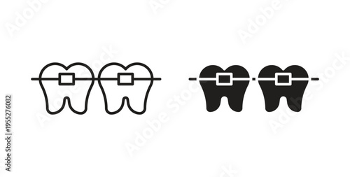 Braces icon line style collection. Simple black solid icons