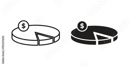 Budget planning icon line style collection. Simple black solid icons