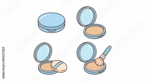 A versatile set of cosmetic compacts, each round container resembling a charming small pot, for perfecting a fresh look as vibrant as a blooming flower