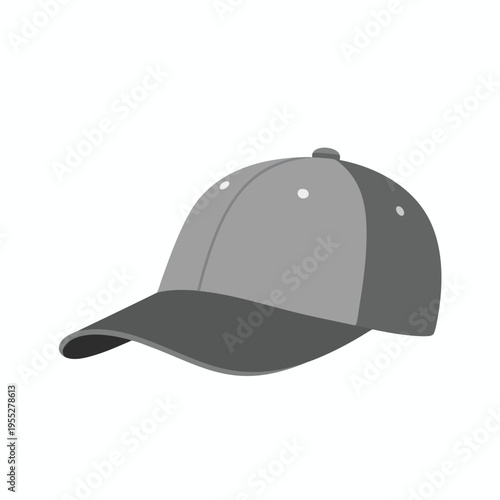 A simple, flat illustration of a two-toned gray baseball cap with a curved brim
