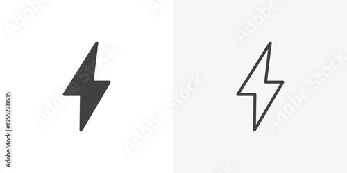 Thunder bolt icon vector sign symbol isolated on white. Stroke and clipart style