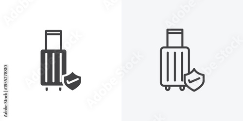Travel insurance icon vector sign symbol isolated on white. Stroke and clipart style