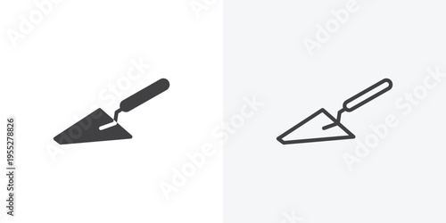 Trowel icon vector sign symbol isolated on white. Stroke and clipart style