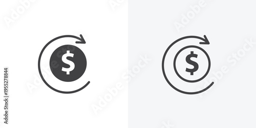 Turnover icon vector sign symbol isolated on white. Stroke and clipart style