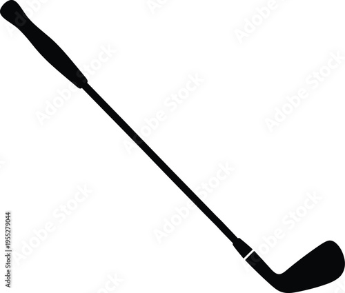 Solid silhouette vector golf club iron icon for sports competition, hobby equipment, athletic game tournament, professional golfing, outdoor leisure activity.