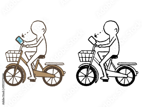 スマホ見ながら自転車に乗る人１