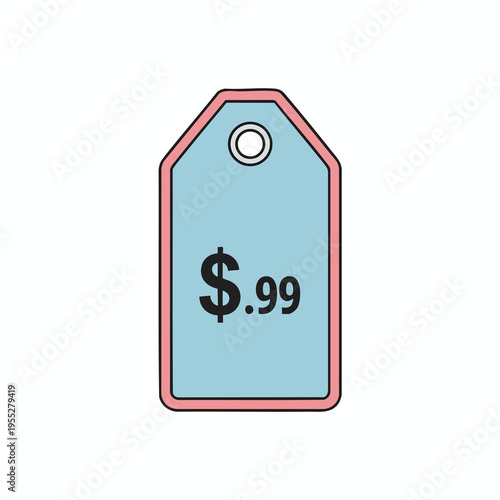 A light blue price tag with a pink border displays the price $.99