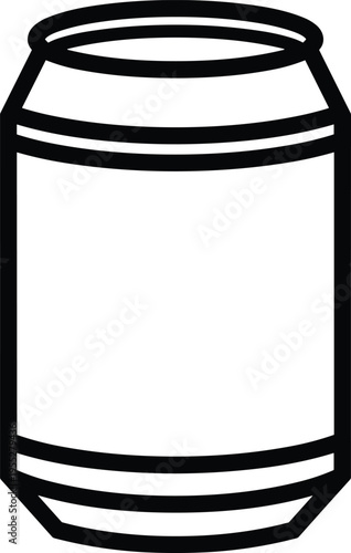 Solid silhouette vector of a soda can outline for aluminum beverage packaging, soft drink, cola, and juice refreshment,