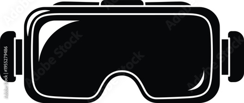 Solid silhouette vector of a virtual reality headset for immersive gaming, 3D simulation, futuristic technology, and digital entertainment,