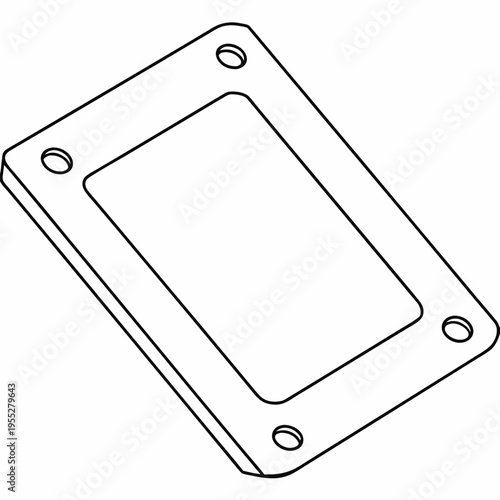 woodblock print plate uninked line art vector illustration on transparent background