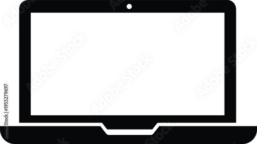 Solid silhouette vector laptop icon, black computer notebook symbol, electronic hardware gadget, portable digital device for business office work sign.