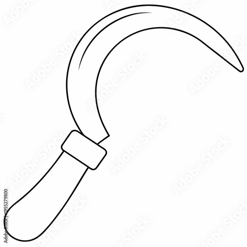 sickle for harvesting grain line art vector illustration on transparent background