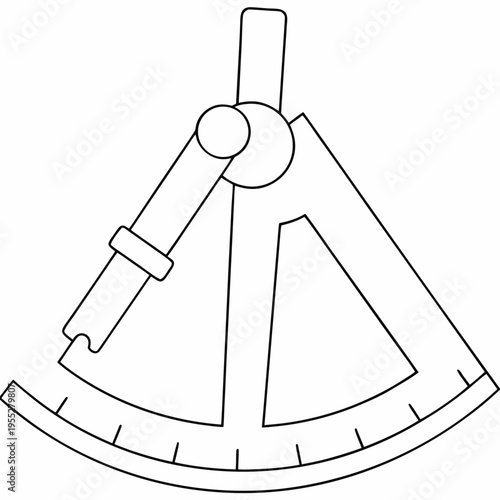 sextant measuring horizon angle line art vector illustration on transparent background