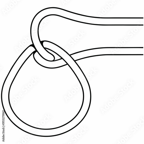 sail knot bowline loop line art vector illustration on transparent background