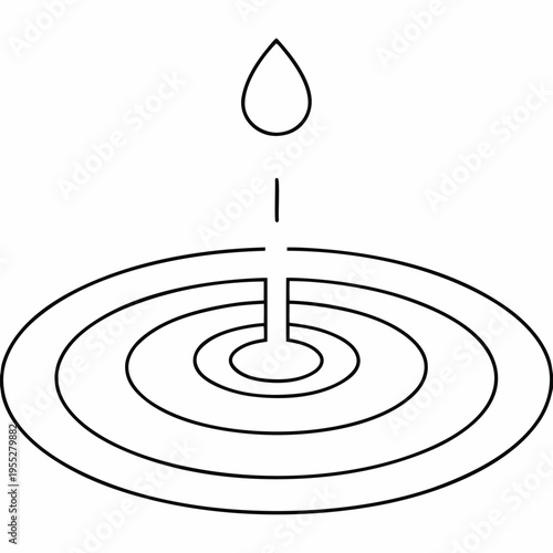 ripple circle from pebble drop line art vector illustration on transparent background