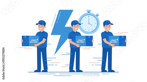 Fast Delivery Service with Boxes and Stopwatch