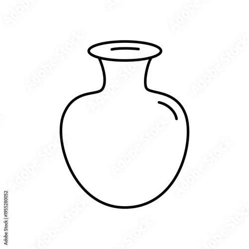 Vase minimal line art decorative container simple design - Elegant flower vase illustration with clean outline style for home decor and interior object concept