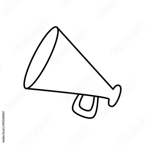 Megaphone minimal line art announcement icon design - Simple loudspeaker illustration with clean outline style for communication marketing and promotion concept