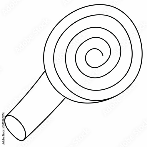 narwhal tusk spiral uncoiled view line art vector illustration on transparent background