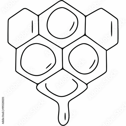 honeycomb cell single hexagon with depth line art vector illustration on transparent background
