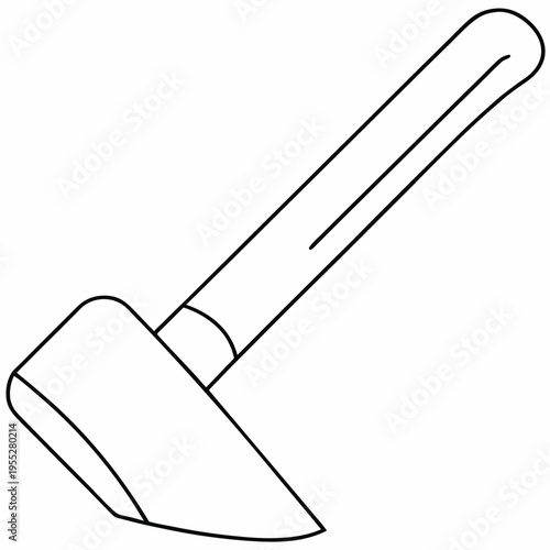 hoe with flat blade line art vector illustration on transparent background