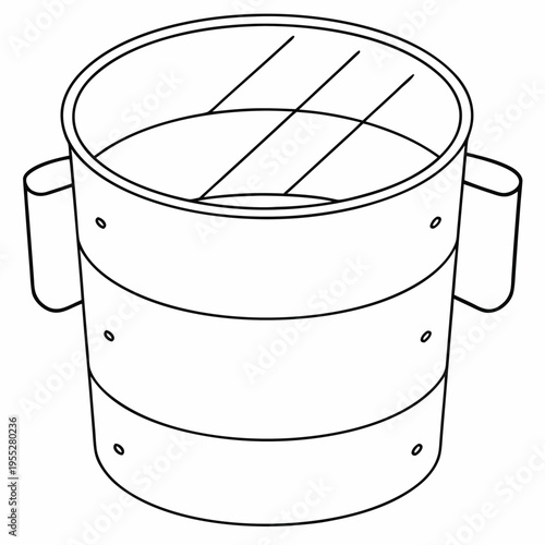 grain sifter with mesh line art vector illustration on transparent background